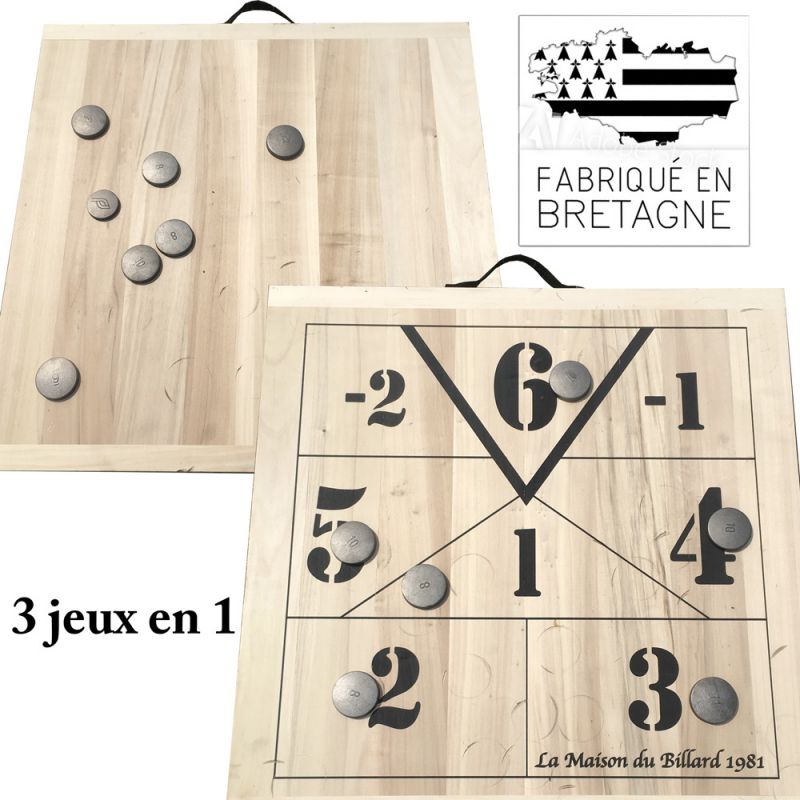 Jeu de palets breton - Kit Planche en bois Breizh + 12 palets en fonte +  maître