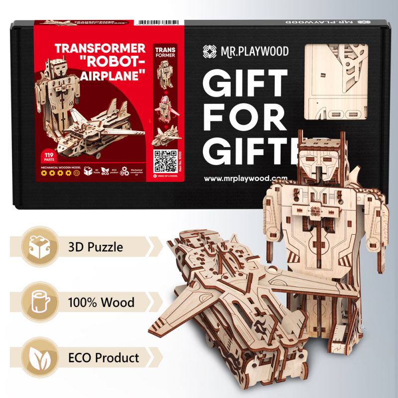 Puzzle en bois Robot-Avion : une sorte de nouveau Lego pour adultes